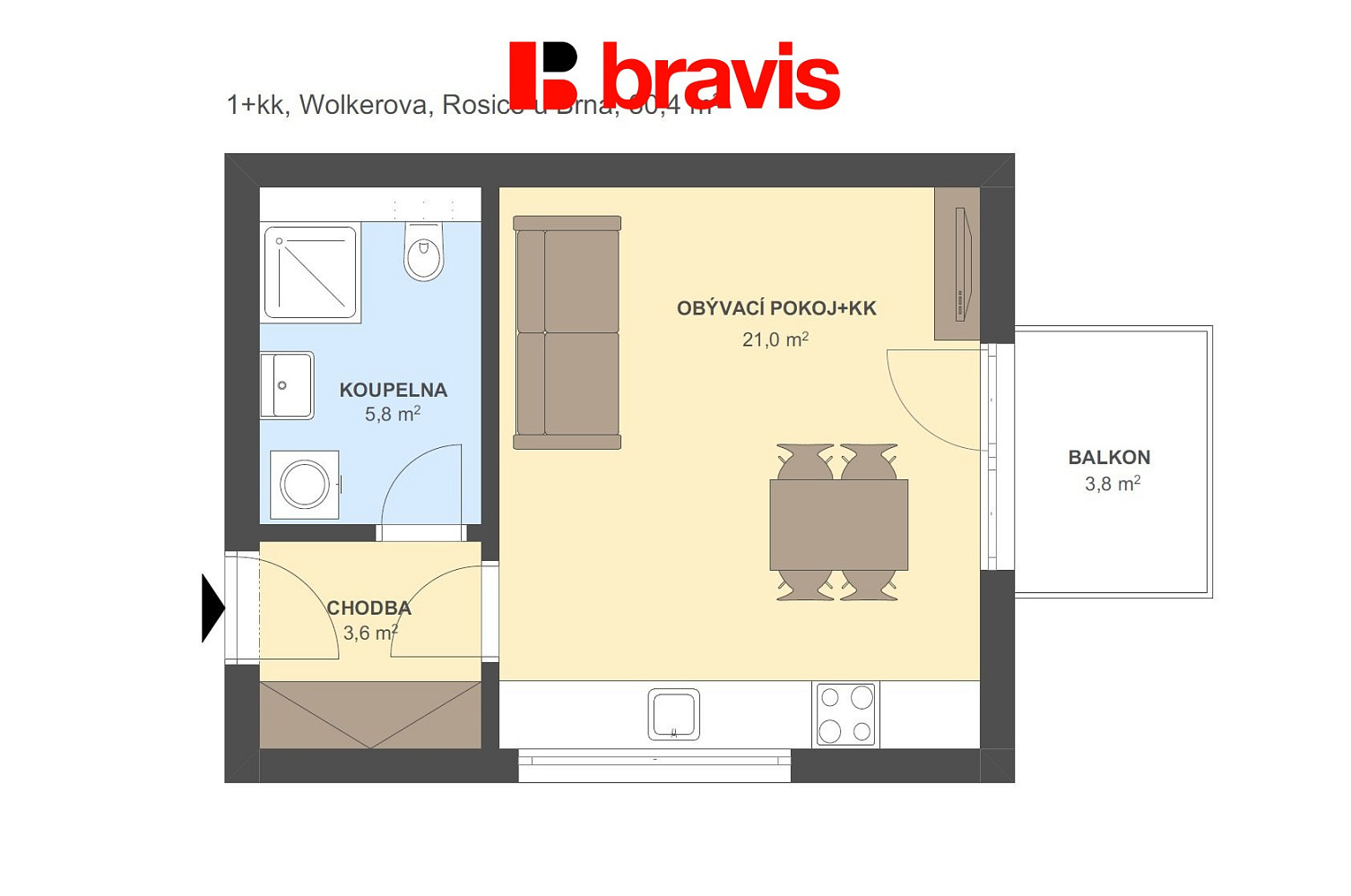 Pronájem bytu 1+kk 31 m² — photo 5